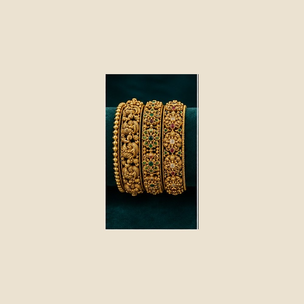 Peacock motif antique bangles