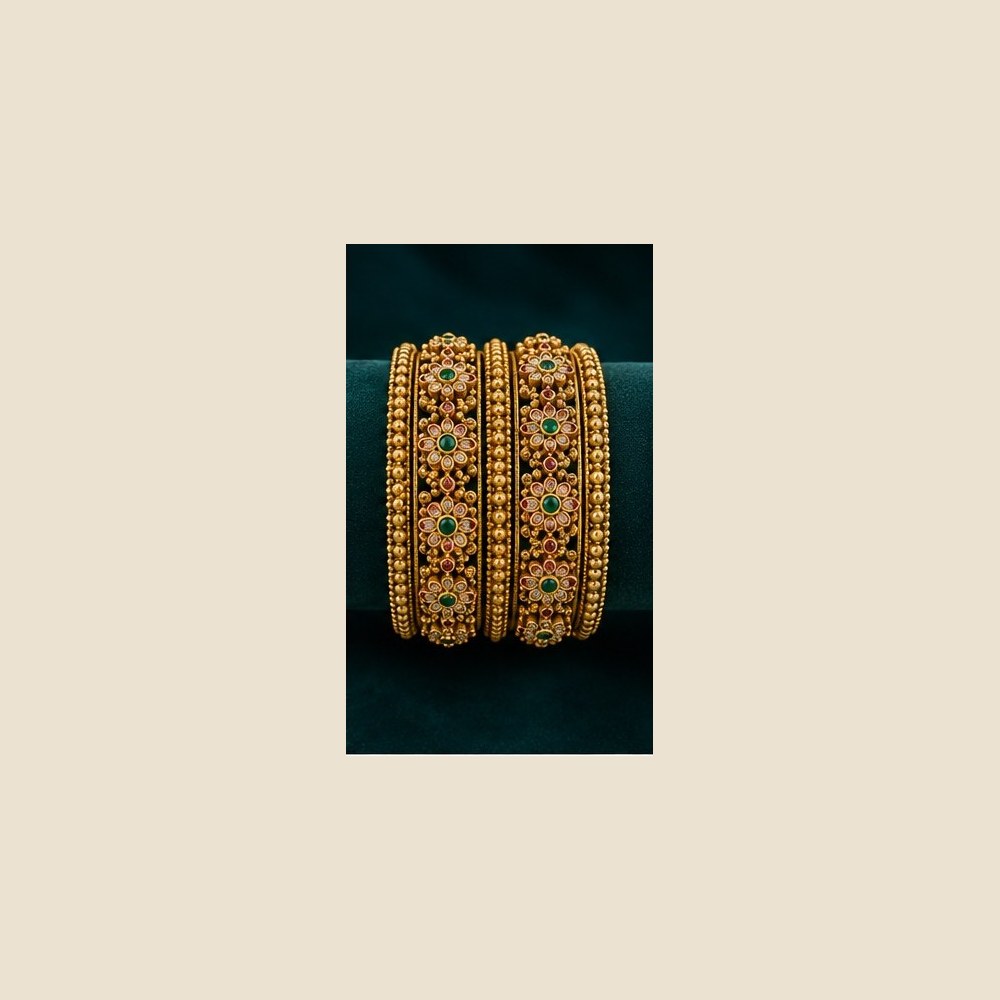 Pink floral antique bangles