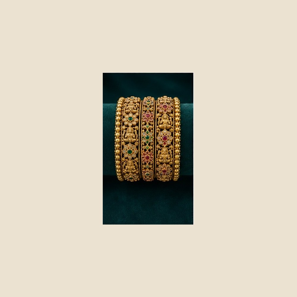 Lakshmi seated bangles with stone work