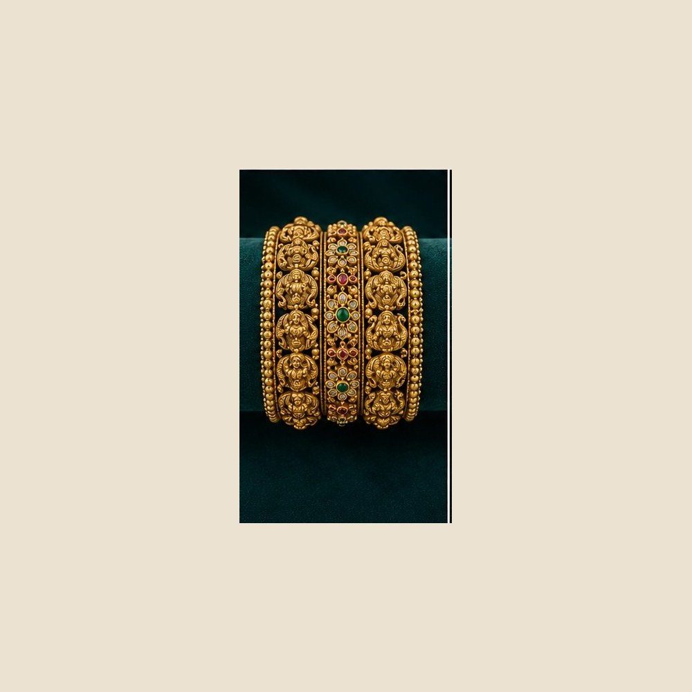 Lakshmi figure antique bangles in a row