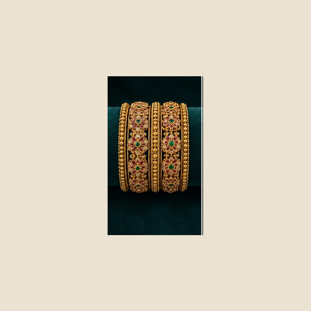 Floral ruby bangles dense work