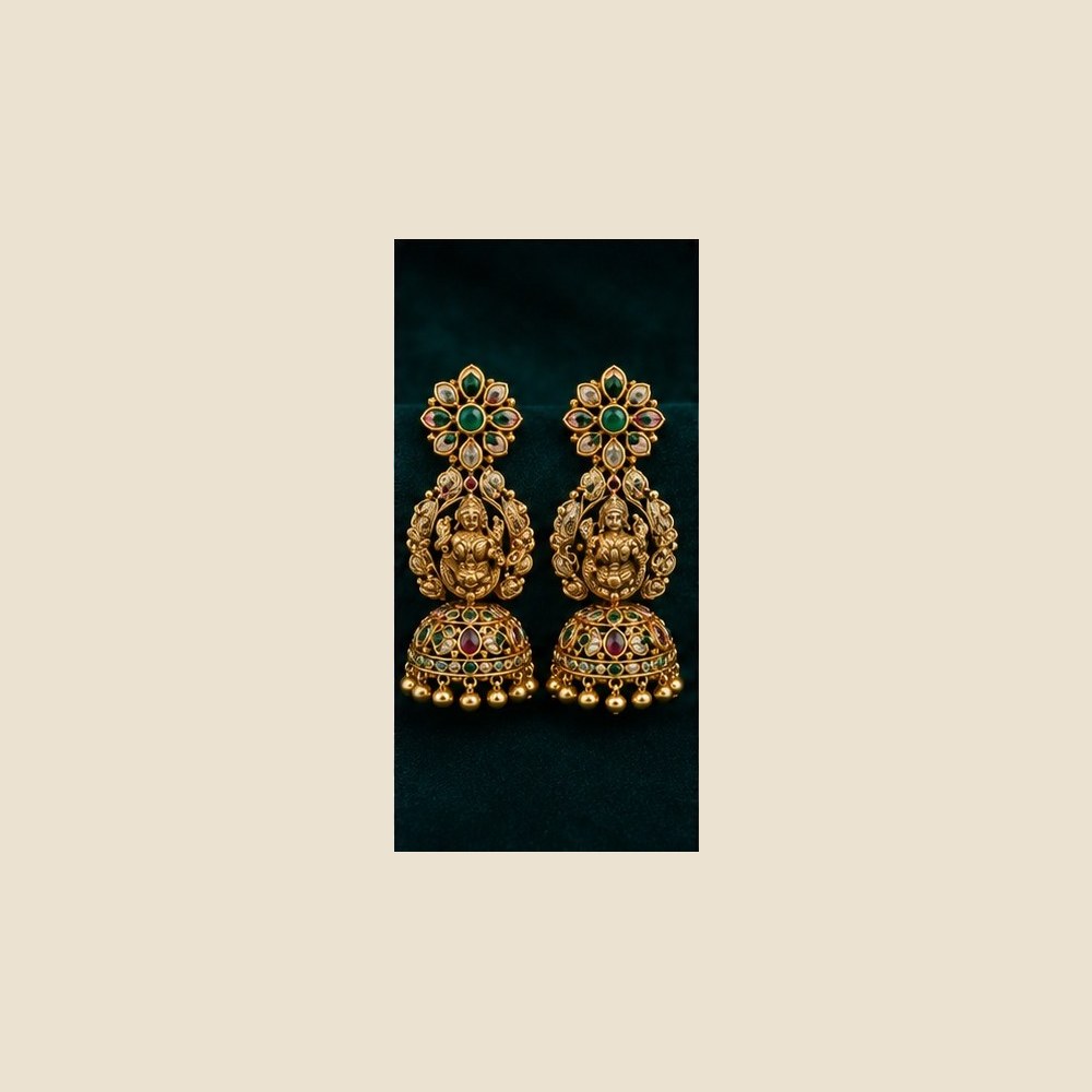 Lakshmi figure layered jhumkas