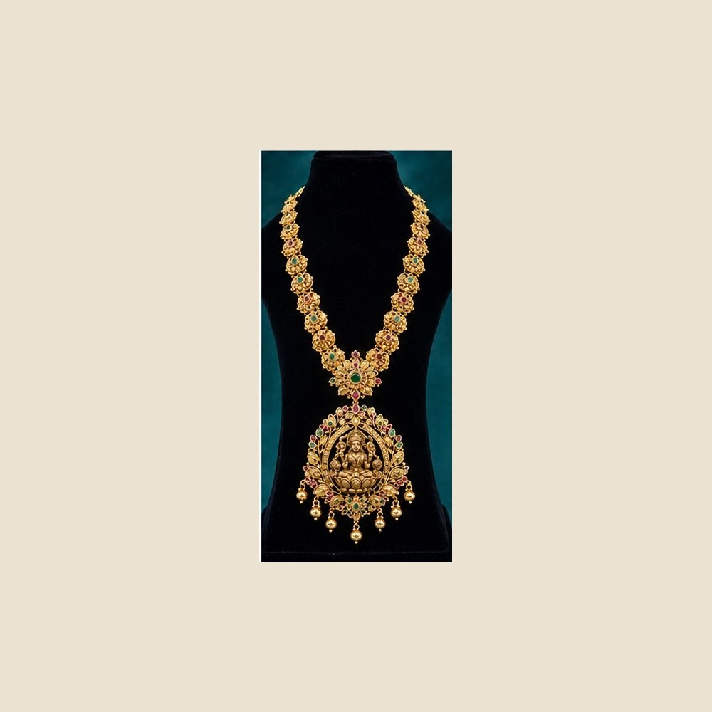 Stone-set vine Lakshmi haaram